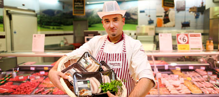 Butcher with superquinn sausages