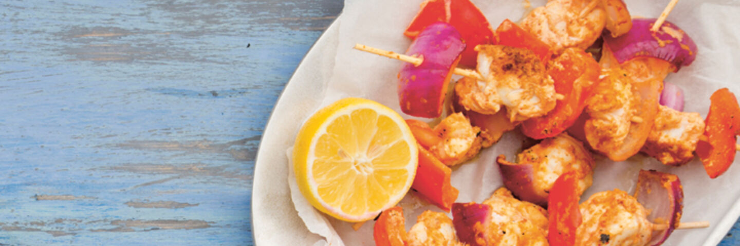 Red curry monkfish skewers recipe