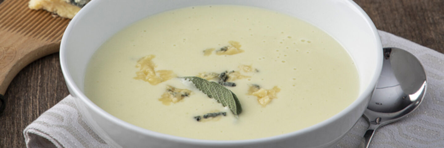 Cream of celeriac & blue cheese soup