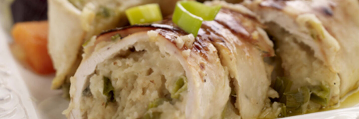 Stuffed Chicken Roulade with Honey Glazed Vegetables