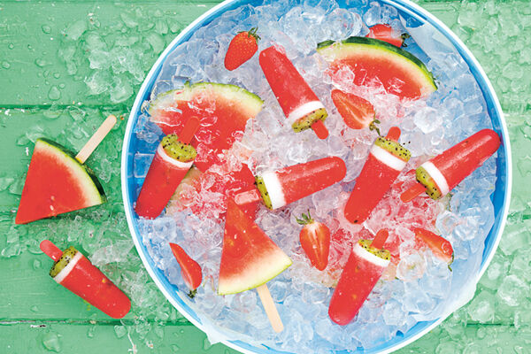 Watermelon fruit cocktail pops recipe