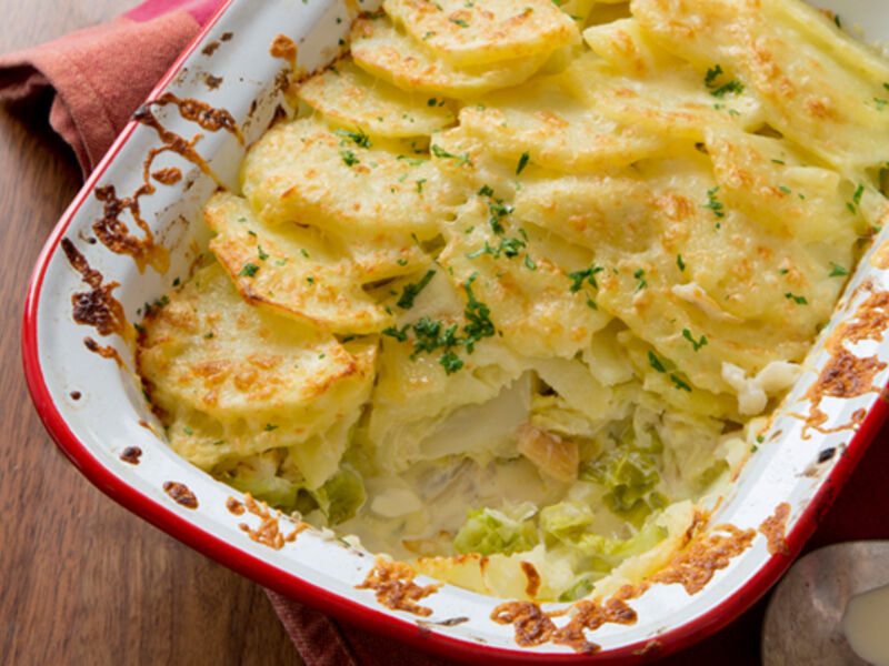 Gratin smoked haddock rooster potatoes gubbeen cheese recipe