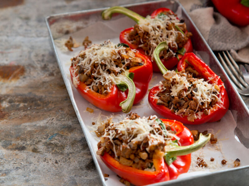 Spinach beef stuffed peppers recipe