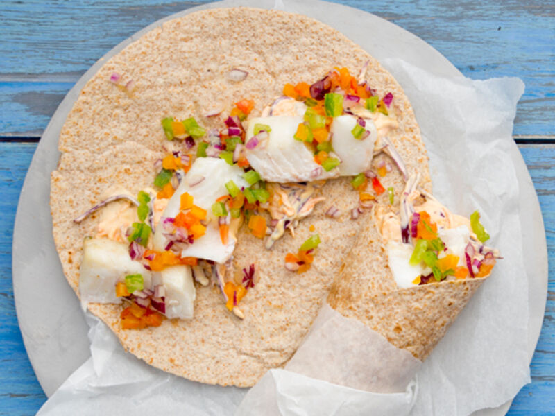 Fish tacos with heirloom tomato salsa and red cabbage recipe