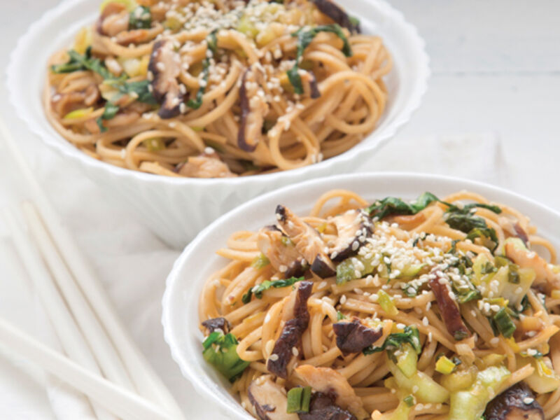 Shiitake noodles with ginger and sesame recipe