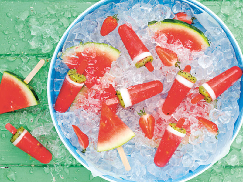 Watermelon fruit cocktail pops recipe