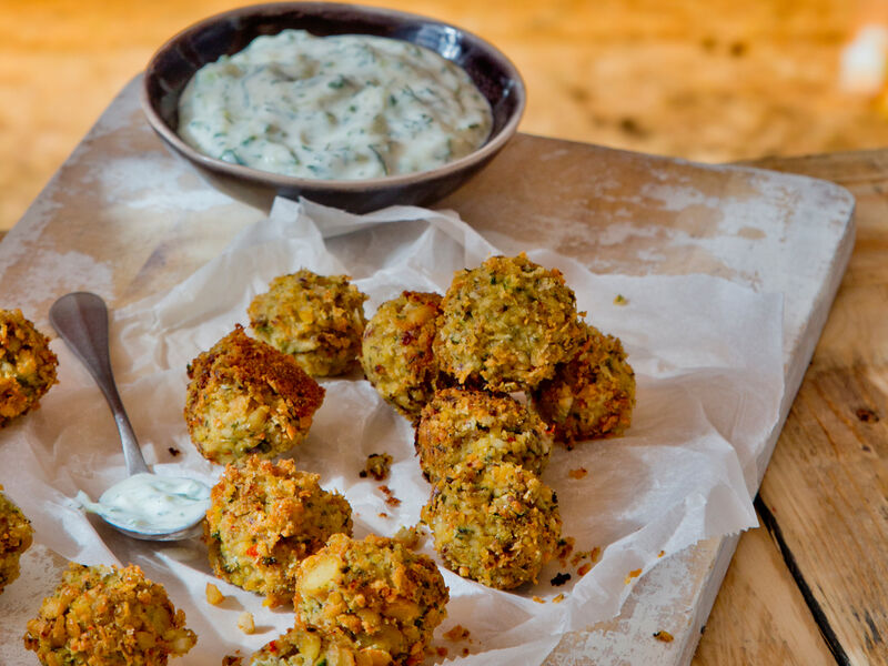 SuperValu The Happy Pear Chickpea Fritters with Summer Tzatziki
