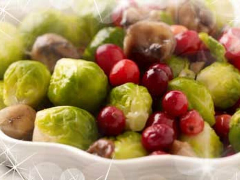 Brussels Sprouts with Caramelised Chestnuts & Cranberries