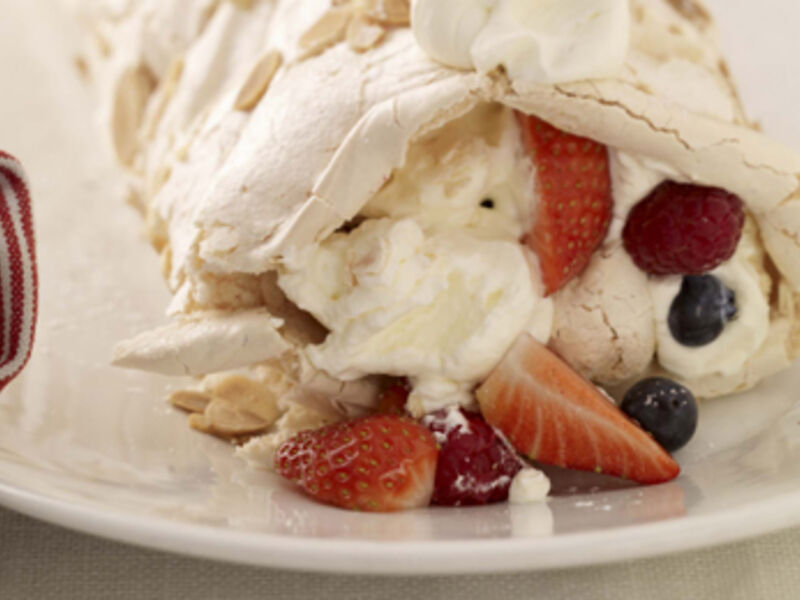 Meringue Roulade with Toasted Almonds