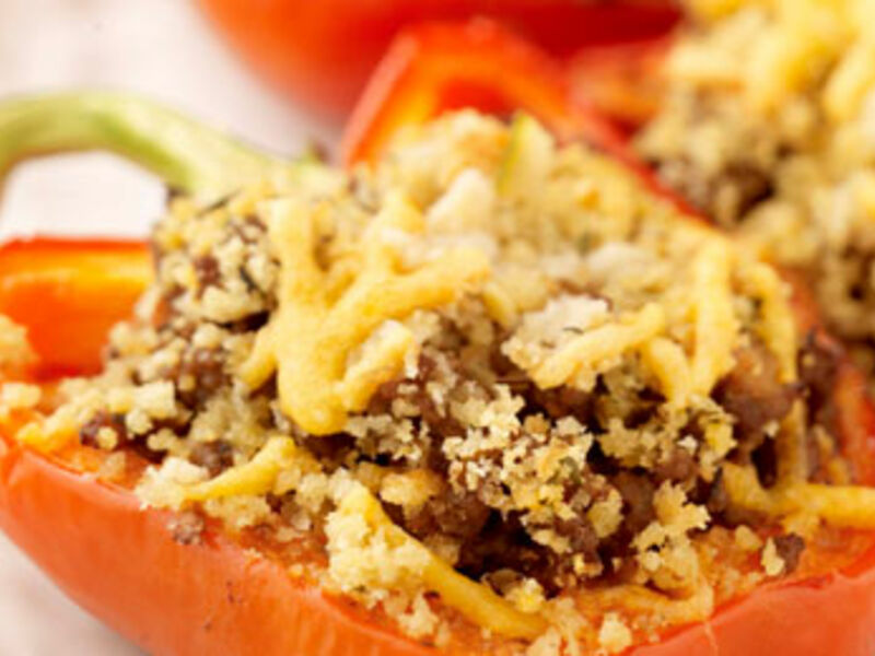 Stuffed Peppers with dressed Salad Leaves