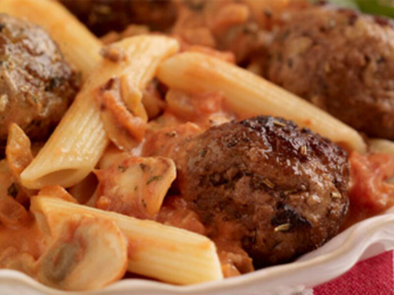 Homemade Meatballs with Tomato Sauce & Penne Pasta